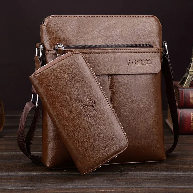 Khaki with Wallet Чёрный коричневая мессенджер почтальона рабочая деловая офисная дипломат портфель сумка мужская женский мужчина женская для документов работы через плечо сумочка барсетка портмоне планшет класический муж повседневная - Цвет: Khaki with Wallet