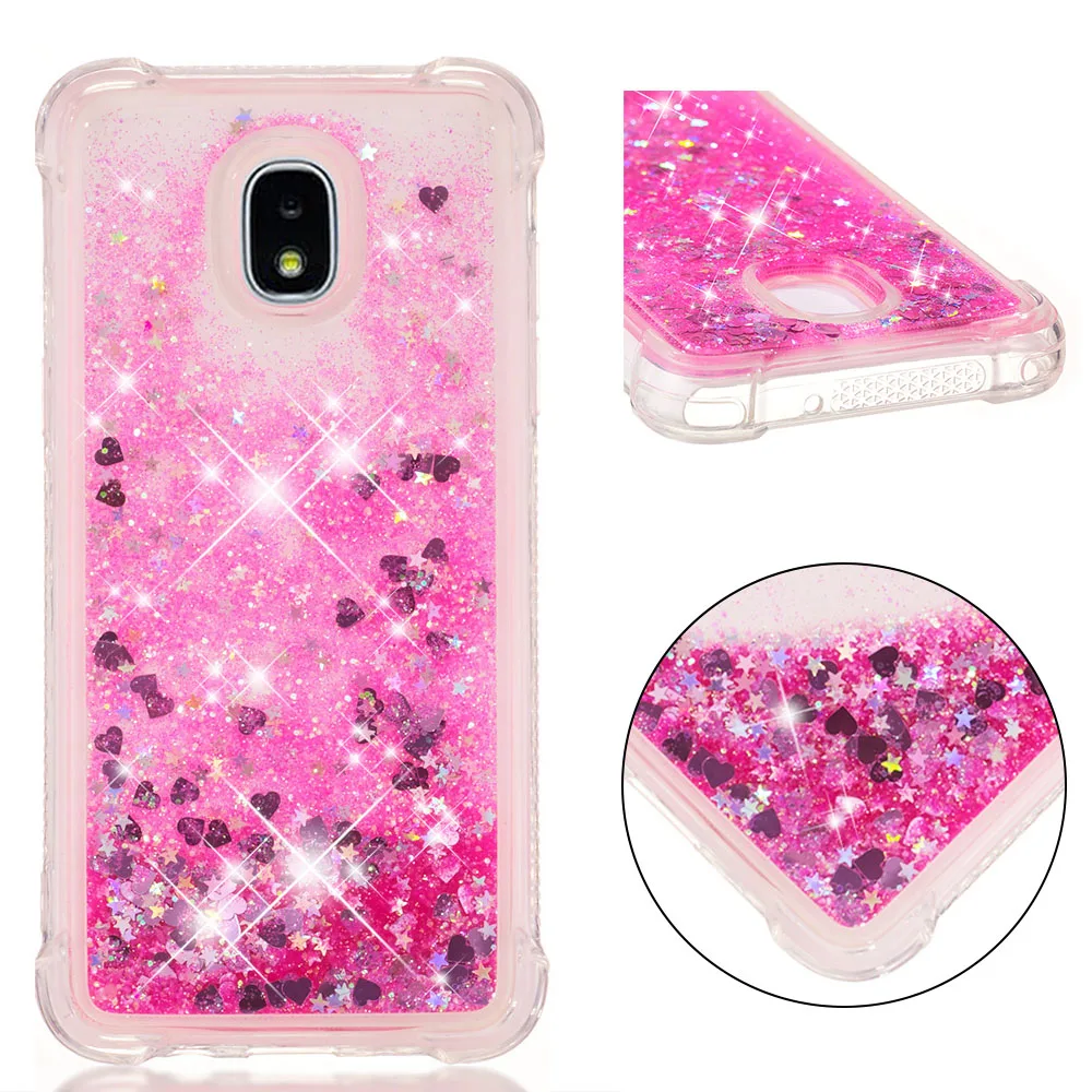 Блестящий чехол для Samsung Galaxy J3 Star V Aura aure 2018 Sol 3 Express Amp Prime Dynamic Love Heart