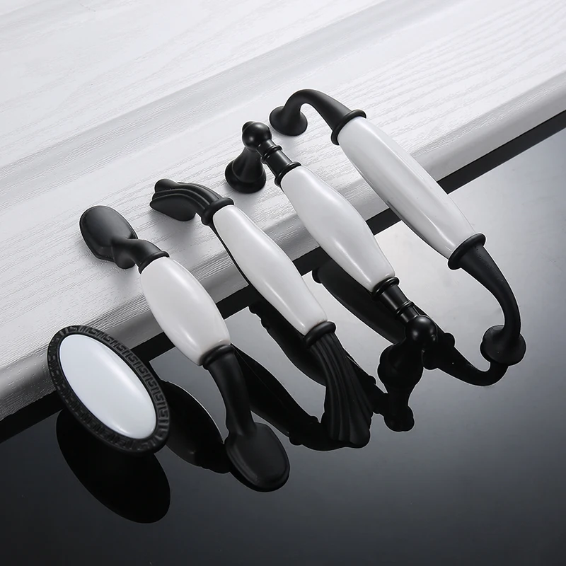 Американские однотонные Белые Черные Керамические ручки WV современный шкаф