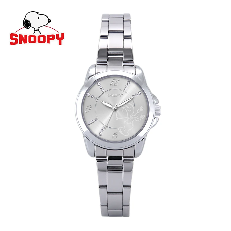 SNOOPY для мужчин и женщин из нержавеющей стали Роскошные Кварцевые наручные часы