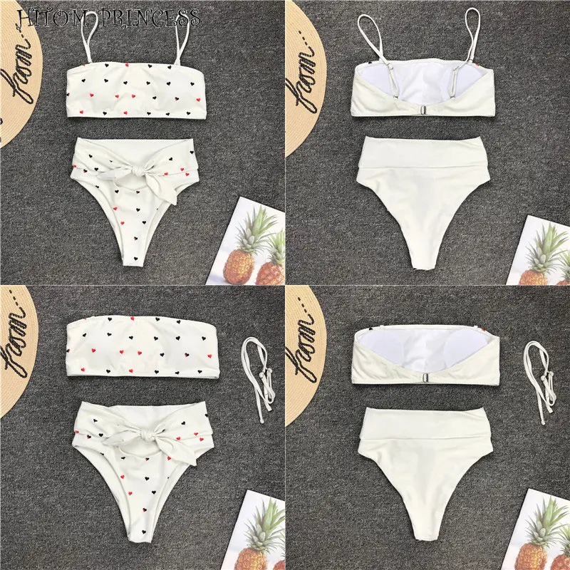 HITOM сексуальный женский купальник-бикини с принтом в виде сердца купальник пуш-ап