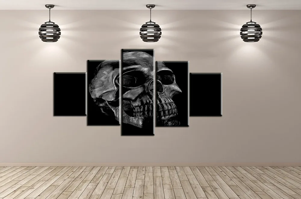 Настенная Картина на холсте с изображением черепа день Хэллоуина абстрактный