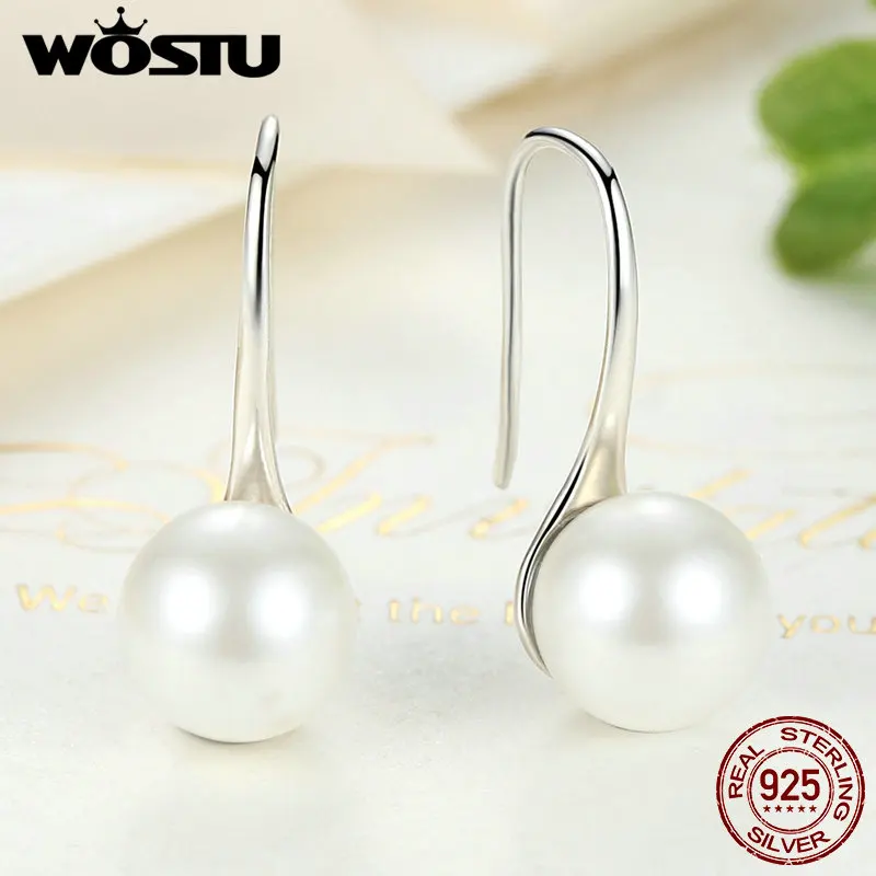WOSTU Новая мода 925 Висячие серьги из серебра 925 пробы для женщин ювелирные украшения подарок на день рождения для подруги