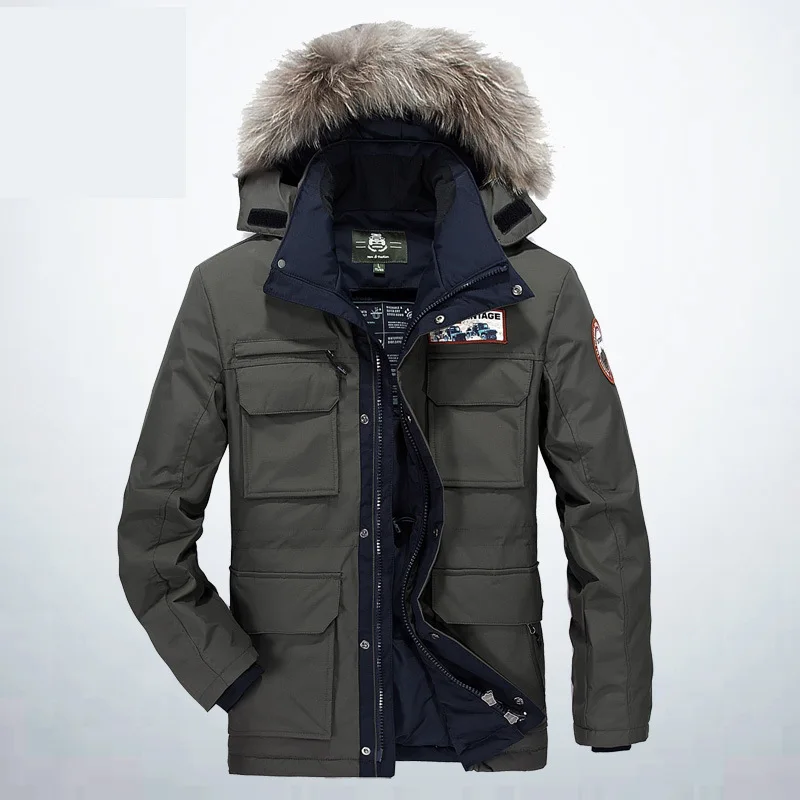 2018 new fashion men's adult clothing winter thick loose casual cotton hooded fur collar down jacket | Мужская одежда