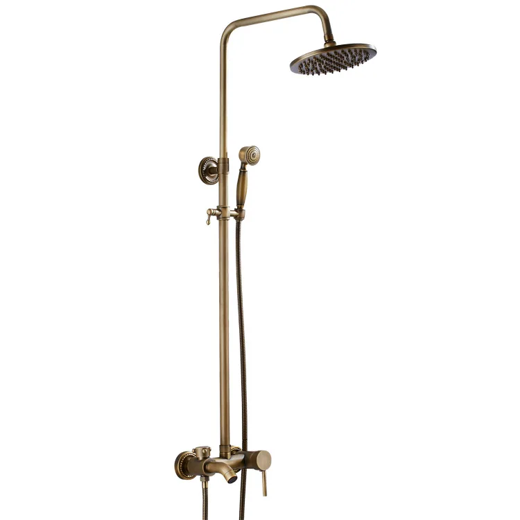

Bathroom Retro antique copper Brass Shower Set Wall Mounted Phone Handheld Mixer Tap Faucet 3-functions Mixer Valve