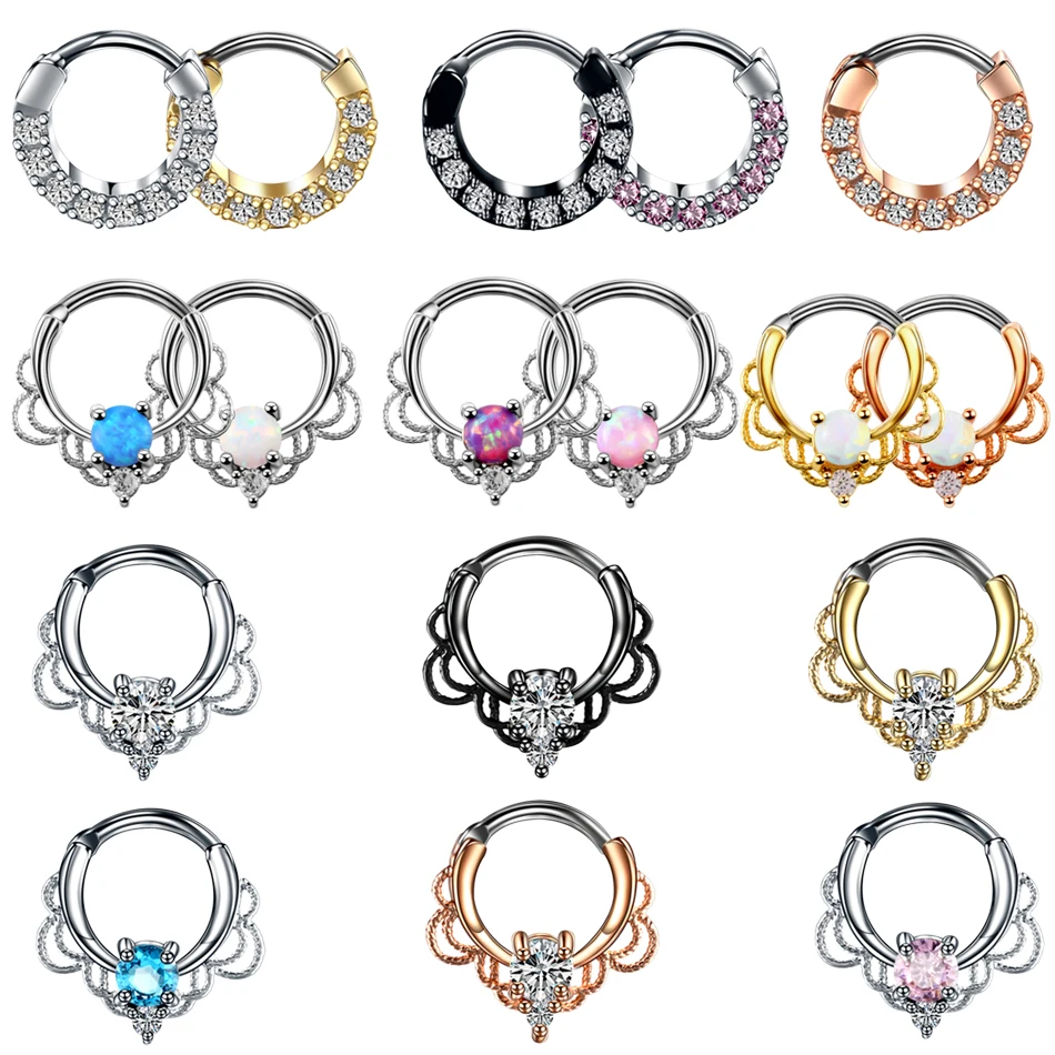 Daith Rook Nariz – boucles d'oreilles en cuivre pour Septum  anneaux en cristal  Helix Clicker