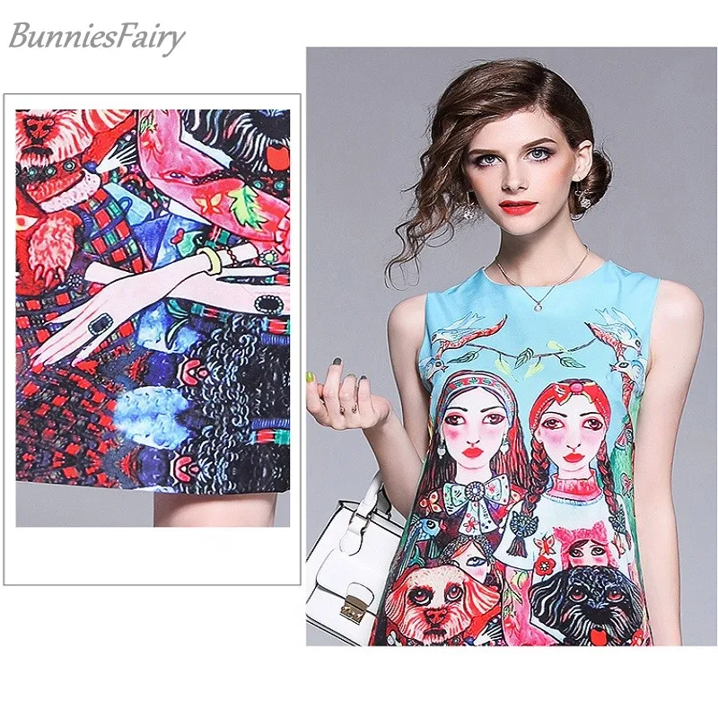 Новое поступление 2018 года летнее платье без рукавов с рисунком из мультфильма