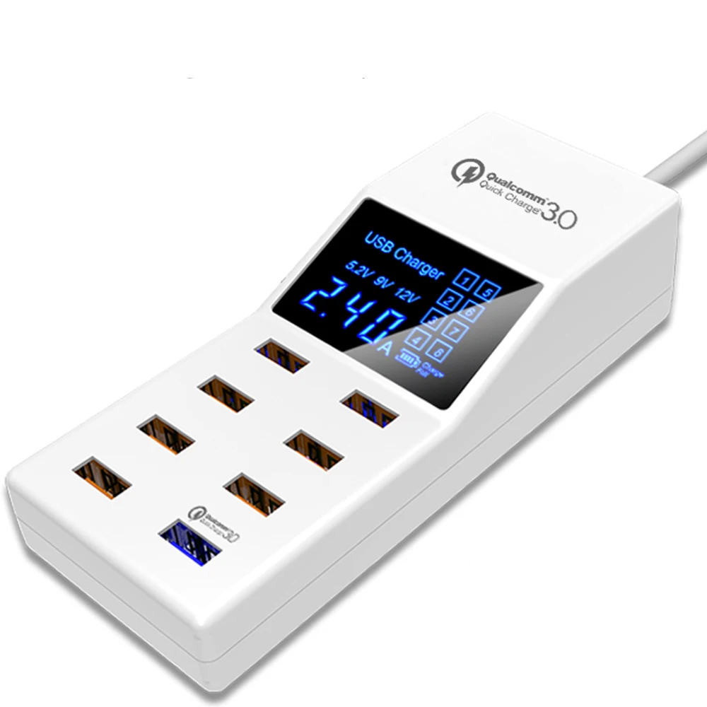Quick Charge 3 0 QC Smart USB Зарядное устройство 8 Порты и разъёмы светодио дный Дисплей