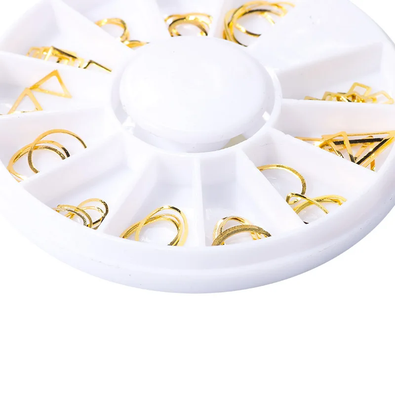 DIY Japanese Manicure Accessories for Decor Scrub Metal Rivet Jewelry Disc Box Ribs Rice Grain Triangle Round Nail Stickers | Красота и
