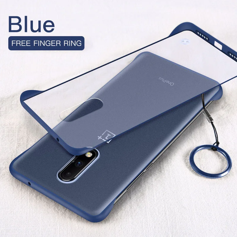 Navy With Ring Роскошные бескаркасные тонкие чехлы для Oneplus 7 Pro One Plus Oneplus7 Oneplus7Pro Жесткий PC матовый прозрачный чехол Funda рамка брелок - Цвет: Navy With Ring