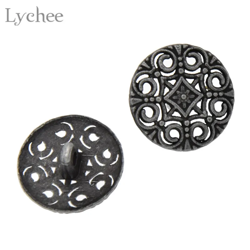 Lychee Life 30 шт. Серебристые Металлические резьбовые пуговицы с вырезанными цветами