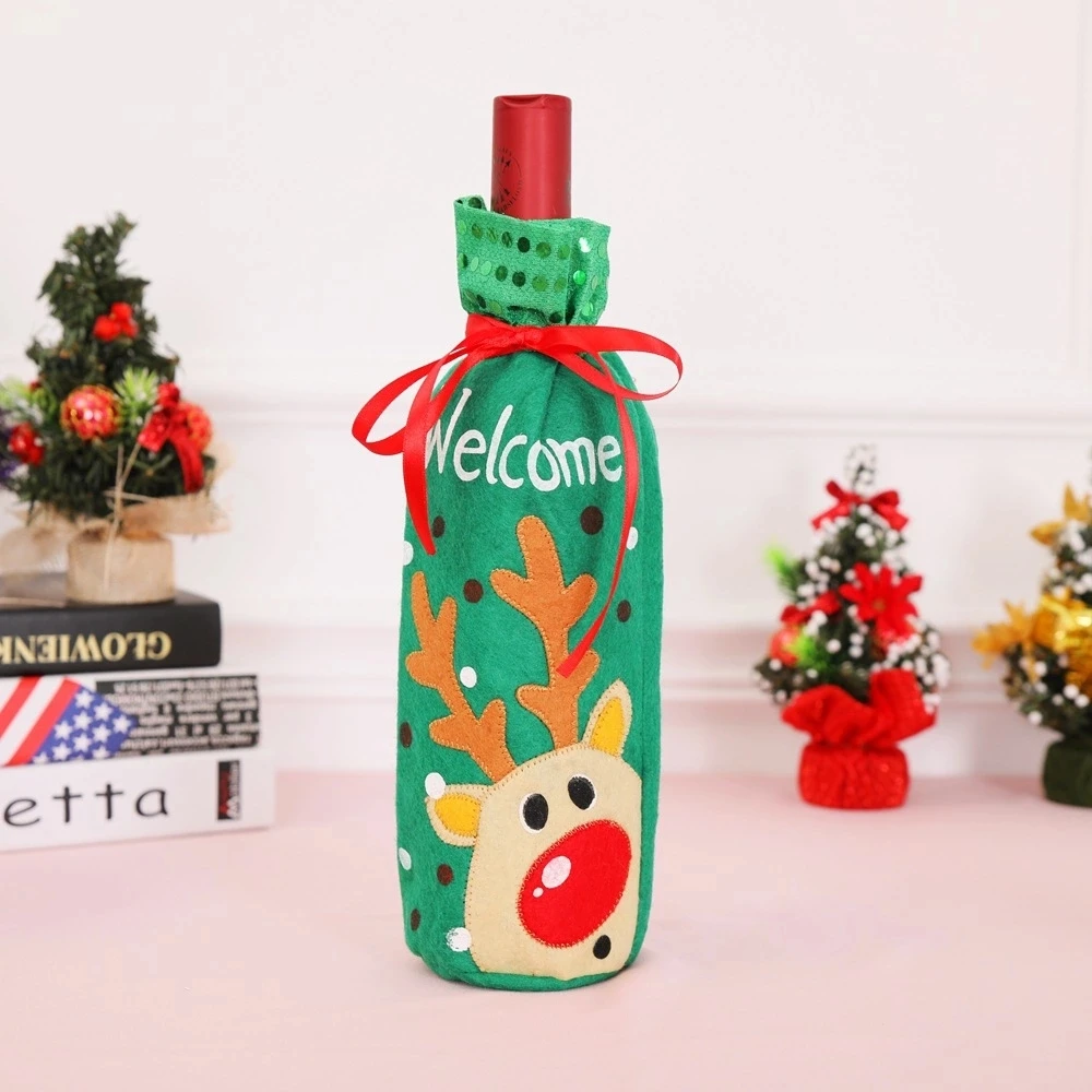 Рождественская бутылка вина Декор Санта Клаус Снеговик Олень крышка бутылки одежда кухня украшение на год Рождество ужин вечеринка