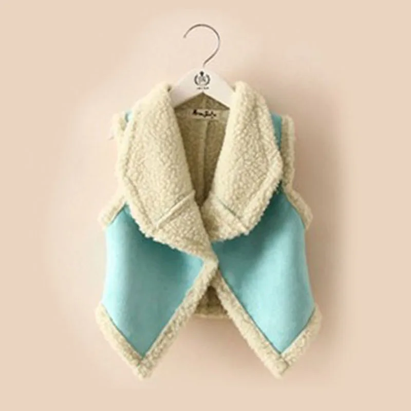 Зимний жилет без рукавов для маленьких девочек шерстяной с лацканами куртка на