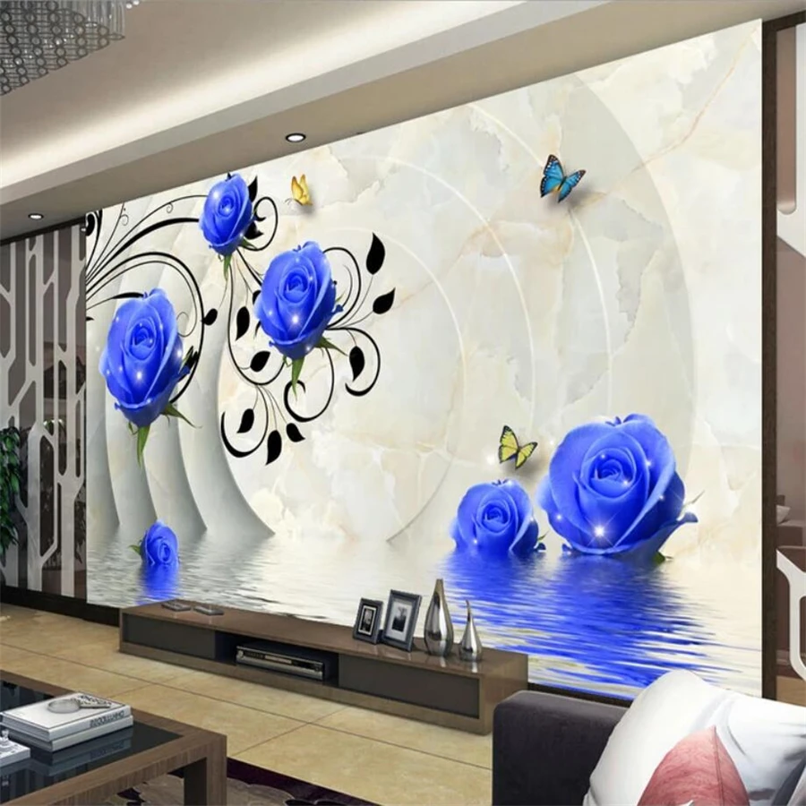 Обои на заказ 3D фото фрески Papel де Parede голубая роза обои для гостиной 3d |