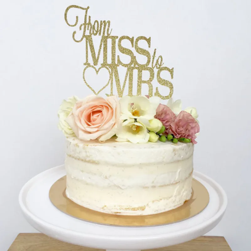 Chicinlife 1 шт. Золотые/серебряные блестки от Miss до Mrs торт Топпер Свадебные юбилей девичник вечерние принадлежности для душа невесты