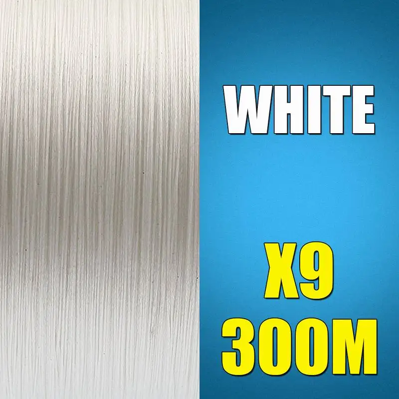 White Ascon Fish, 9 прядей, 300 м, плетеная леска для ловли карпа, 9 прядей, многонитевая леска, 15-310LB, веревка - Цвет: White