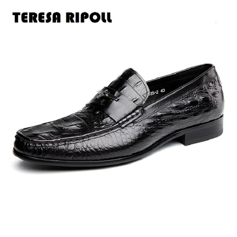 Туфли мужские классические из 2019 натуральной крокодиловой кожи без застежки на