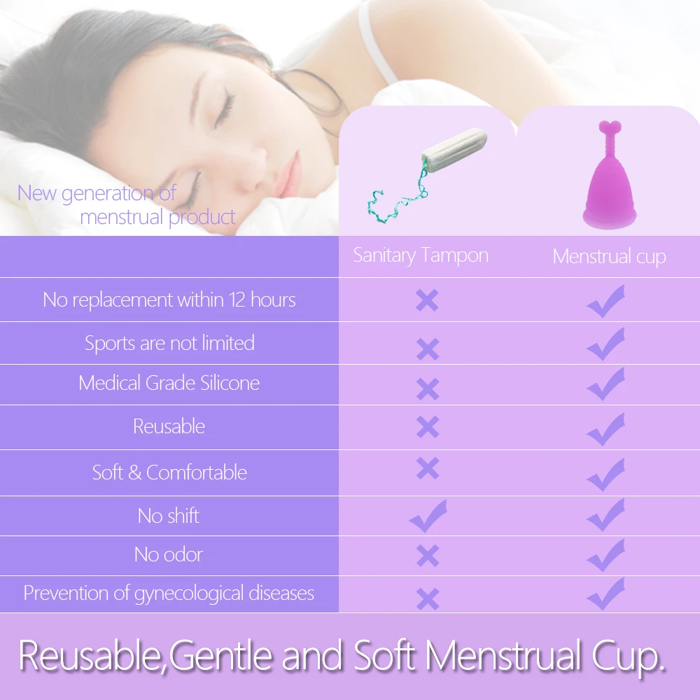 

100 Pcs/Lot Feminine Hygiene Menstrual Cup For Woman Coupe Menstruelle Silicone Medical Soft Menstrual Cup Coletor Menstrual S L