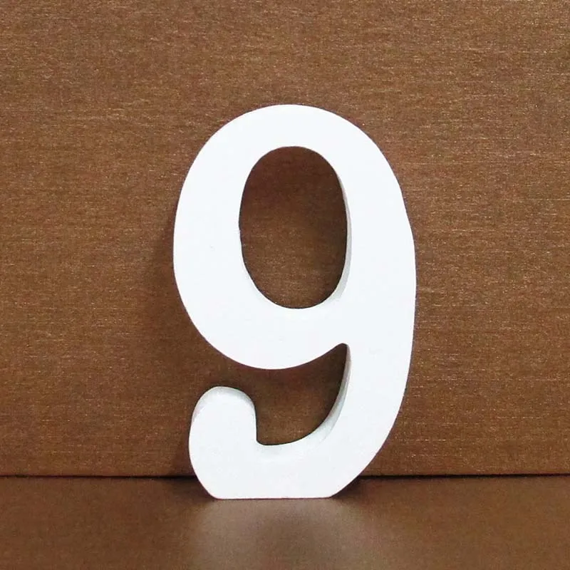 9 1pc 8cm 0-9 A-Z Free Standing White Wooden Numbers Letters Personalised Word Name Design Creative Art Craft Wedding Home Decor - Цвет: 9