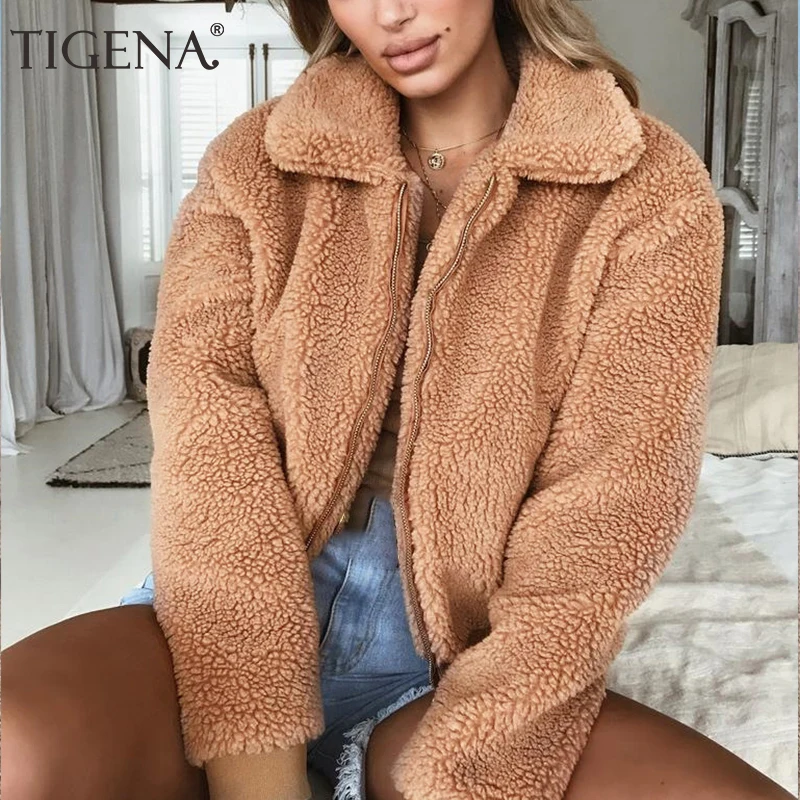 TIGENA 2019 осенне-зимняя короткая куртка из искусственного меха Женская