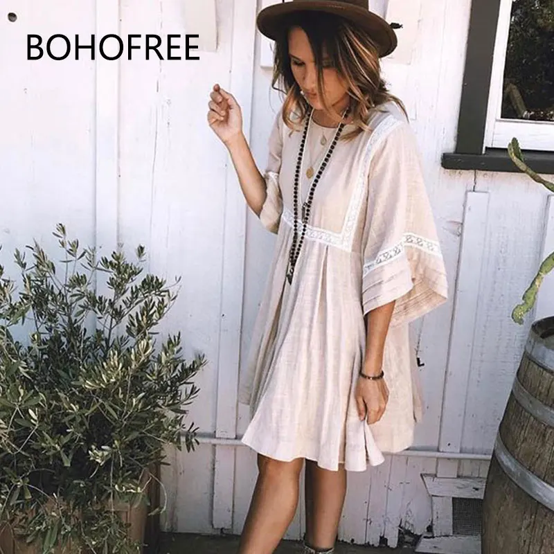 BOHOFREE Paloma мини платье свободное повседневное арабское с драгоценностями Femmes
