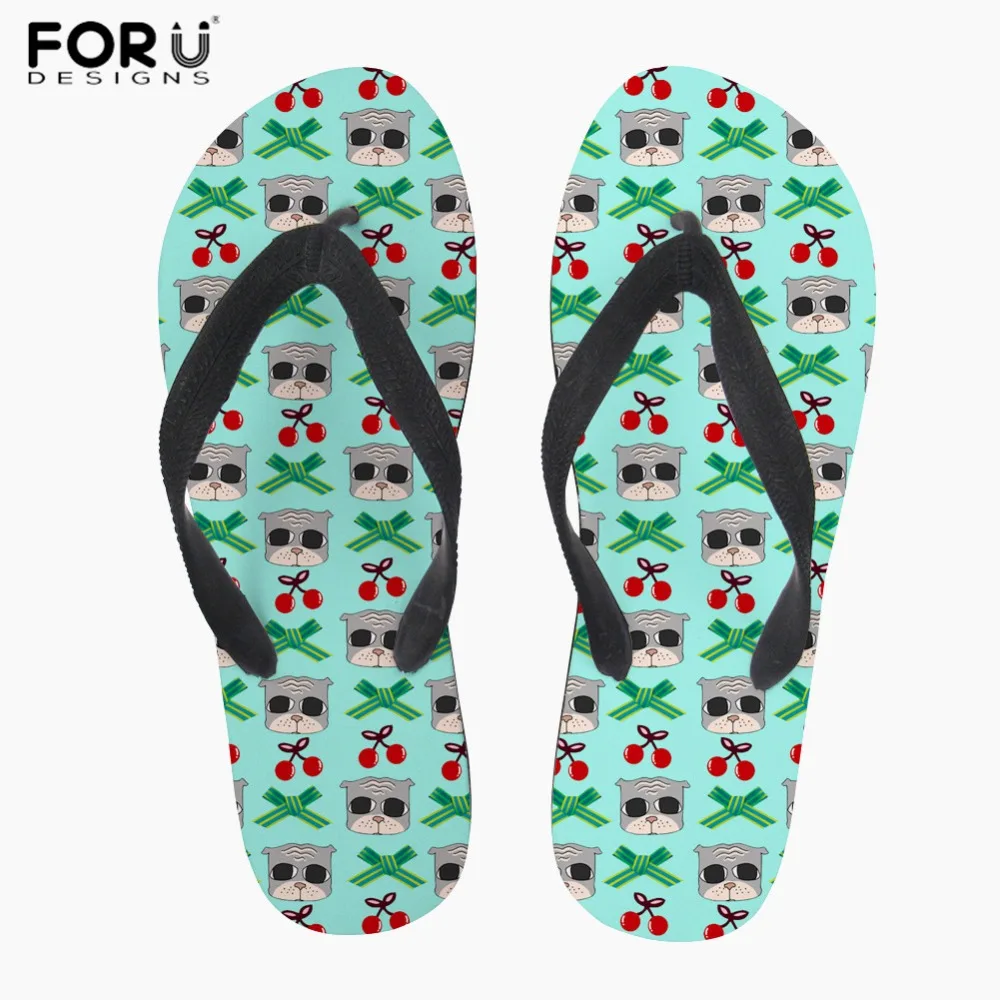 FORUDESIGNS/Вьетнамки женские летние пляжные шлепанцы с рисунком кота вьетнамки на