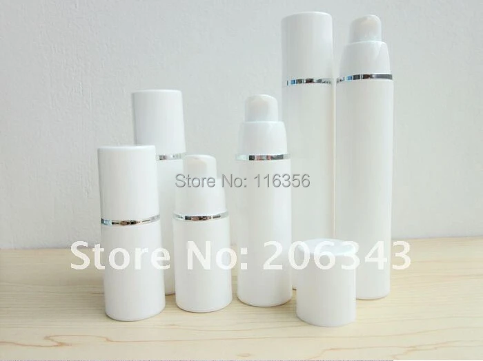 50 мл Белый безвоздушный вакуумный насос бутылка для лосьона с серебряной линией
