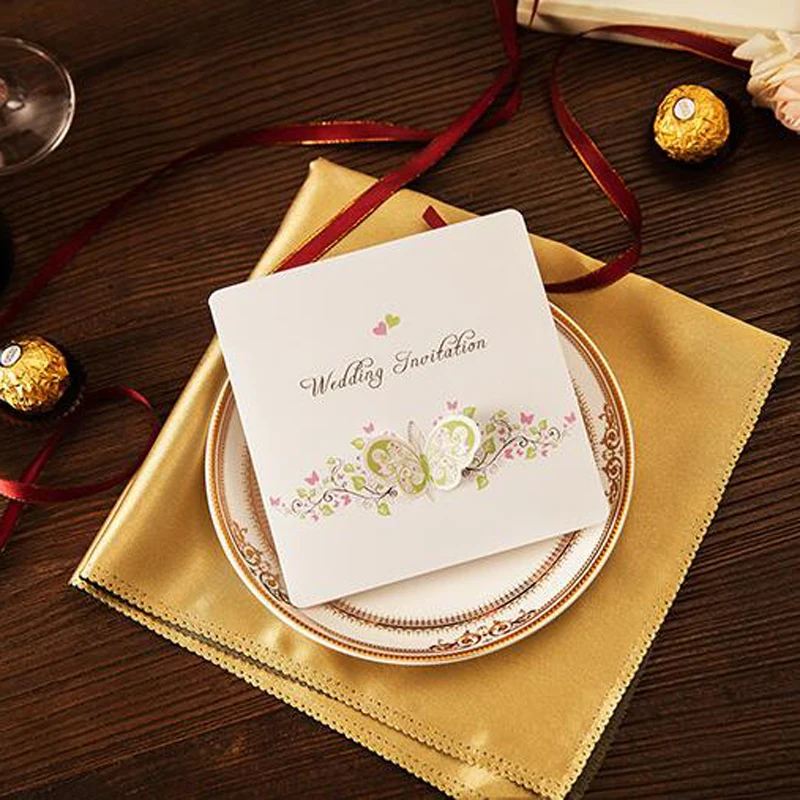 Korean-style Cute Butterfly Printable &amp Customize Free Wedding Suppliers Invitations Cards Shipping | Дом и сад