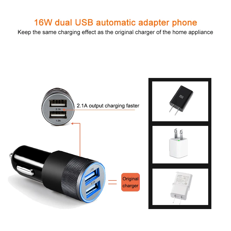 Прикуриватель в автомобиль 12V USB Автоматическая зарядка черного цвета алюминий