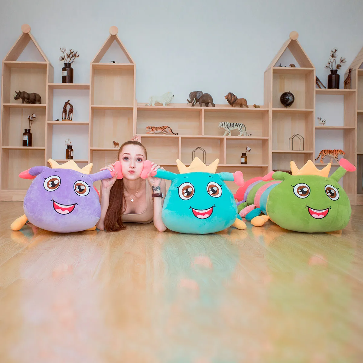 Kawaii Большой размер мягкие игрушки животные Милая гусеница плюшевая кукла ткань