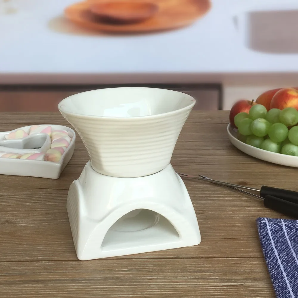 Белый керамический горшок для фондю шоколада и плавления сыра|white chocolate|pot