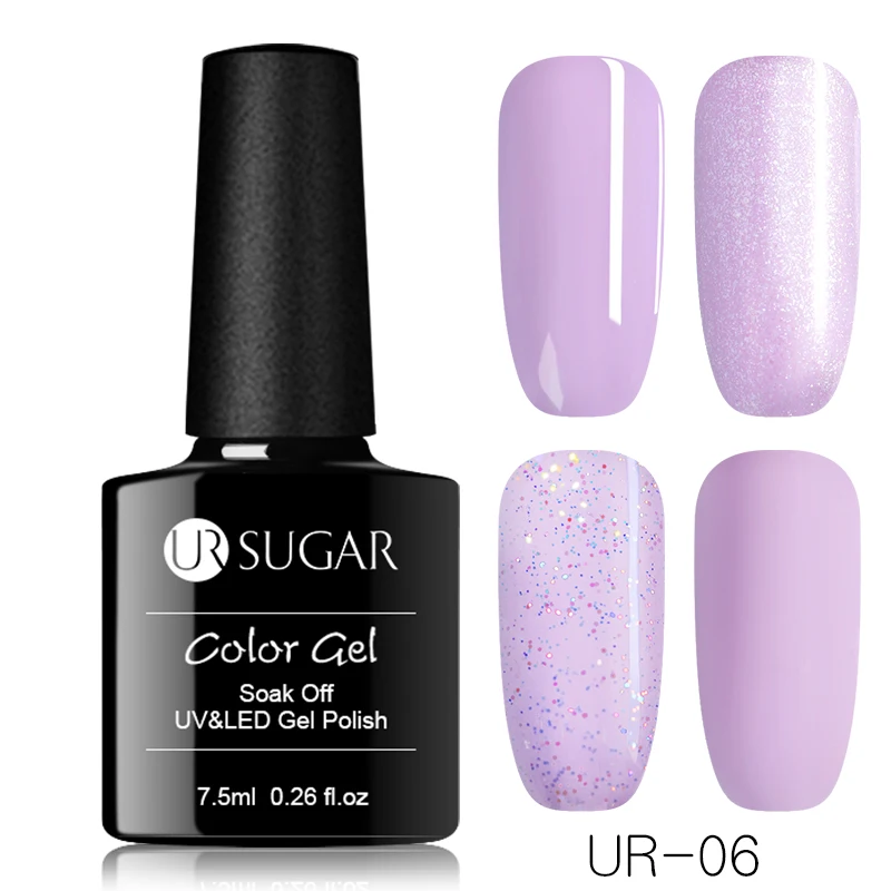 Ur Sugar 7,5 мл гель Шикарный Розовый Фиолетовый чистый цвет ногтей матовая Платина Серебро верхнее покрытие замочить от УФ гель-лака дизайн ногтей Гель-лак