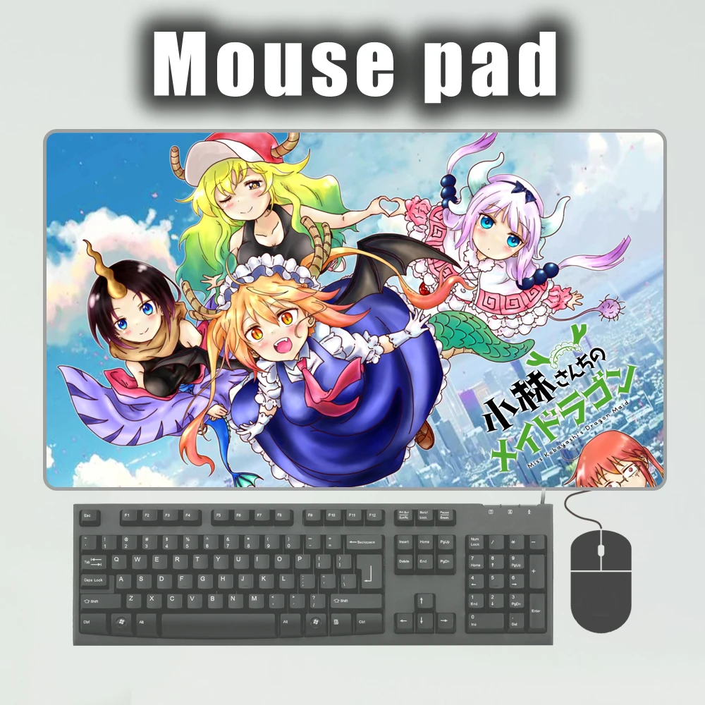 Огромный коврик для мыши с изображением дракона и горничной Miss Kobayashi вязаный