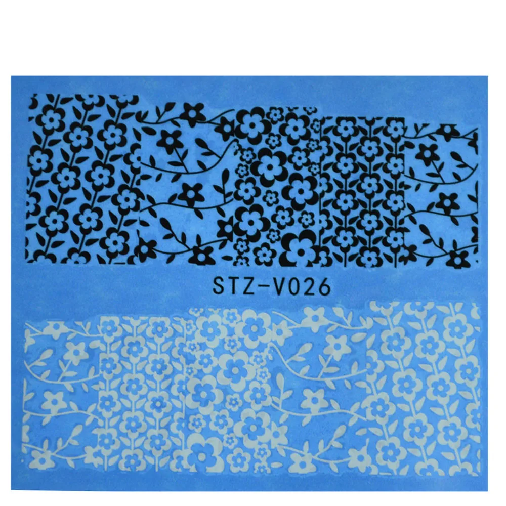 DIY белый и черный воды стикеры дизайн ногтей наклейки новое изображение цветок