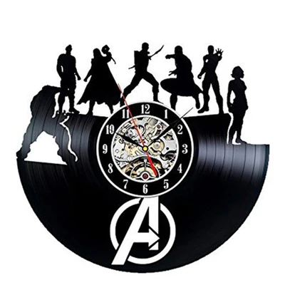 Мстители Виниловая пластинка настенные часы современный дизайн Marvel Comics Железный человек и Капитан Америка и Тор часы настенные часы домашний декор - Цвет: 5