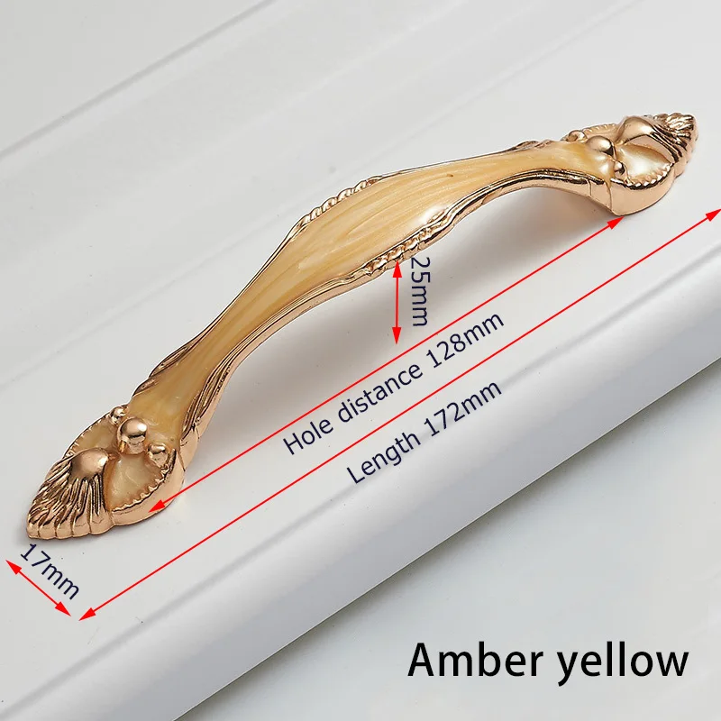 Amber Yellow 128mm KAK 5 шт. янтарные дверные ручки из алюминиевого сплава 96 мм 128 мм ручки для ящиков Ручки для шкафа пасторальная Мебельная ручка - Цвет: Amber Yellow 128mm