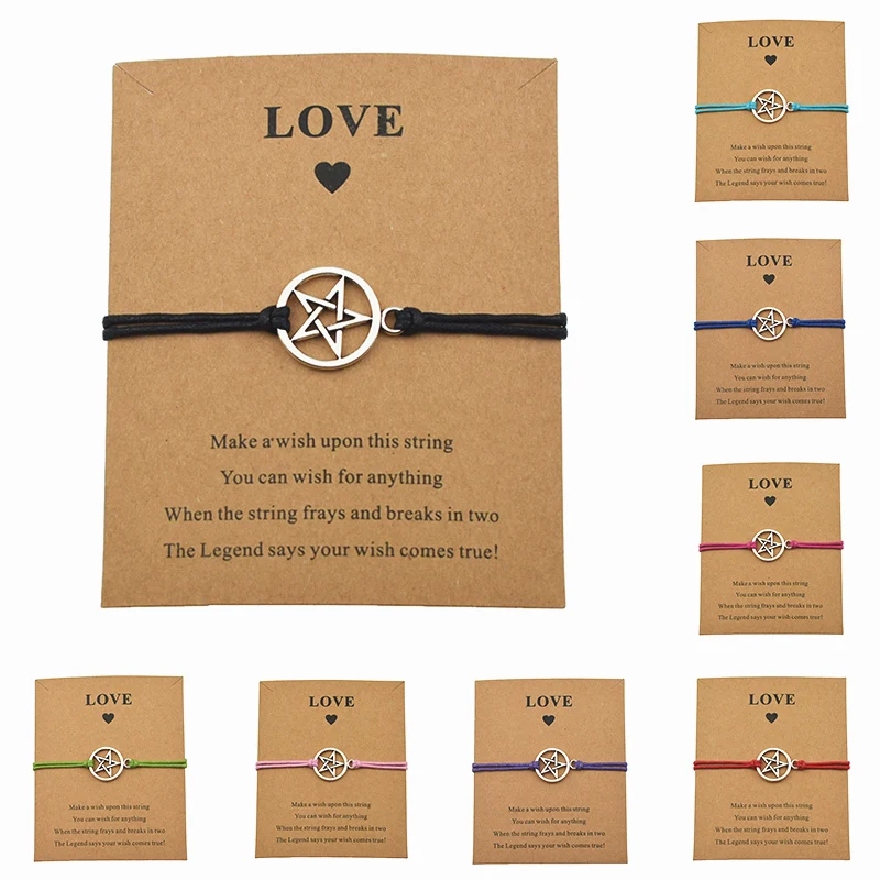 

Женский винтажный браслет Wiccan с пентаграммой, подвеска с пентаграммой