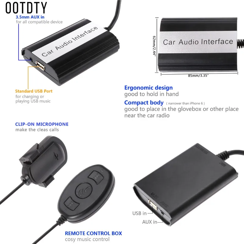Автомобильный Bluetooth адаптер громкой связи MP3 музыка AUX аудио интерфейс CD звук для