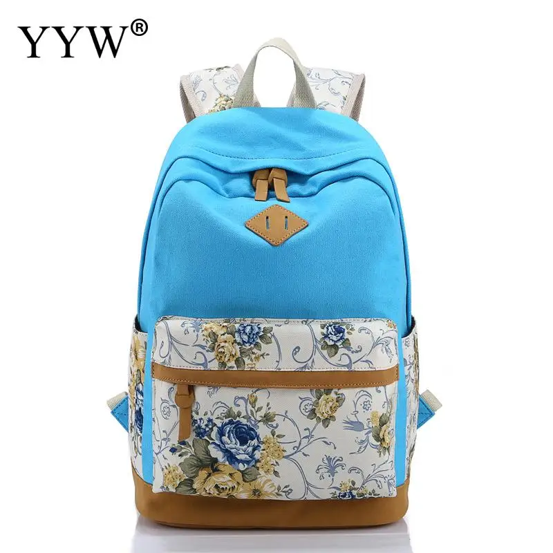 light blue Тканевый женский рюкзак с принтом, вместительные школьные рюкзаки для детей, высококачественные женские дорожные сумки, 11 цветов на выбор - Цвет: light blue