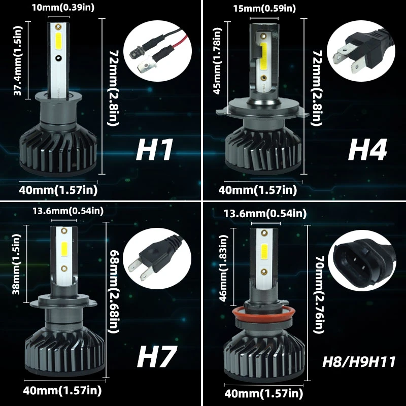 H7 Led Canbus Turbo H4 H1 H3 9005 9006 H8 H9 H11 Lamp 80W 120000LM Mini Size DOB Chip автомобильная светодиодная фара