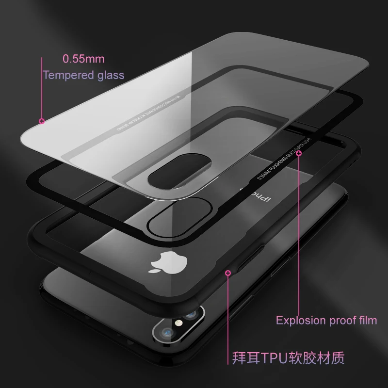 Стеклянный чехол Cyato второго поколения для iphone X iPhone 6 6s 7 8 Plus прозрачная задняя