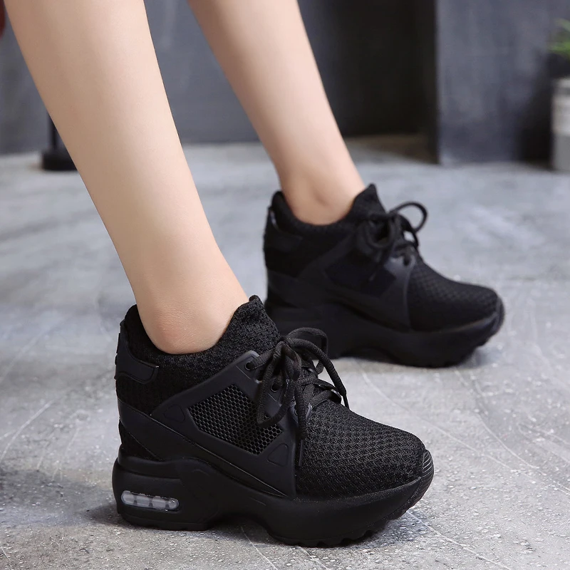 High heels for women's casual shoes 9 cm spring/summer 2019 women platform and red breathable mesh sneakers | Обувь