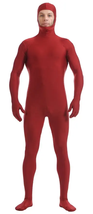 Мужская белая маска унисекс с длинным рукавом из лайкры и спандекса открытая