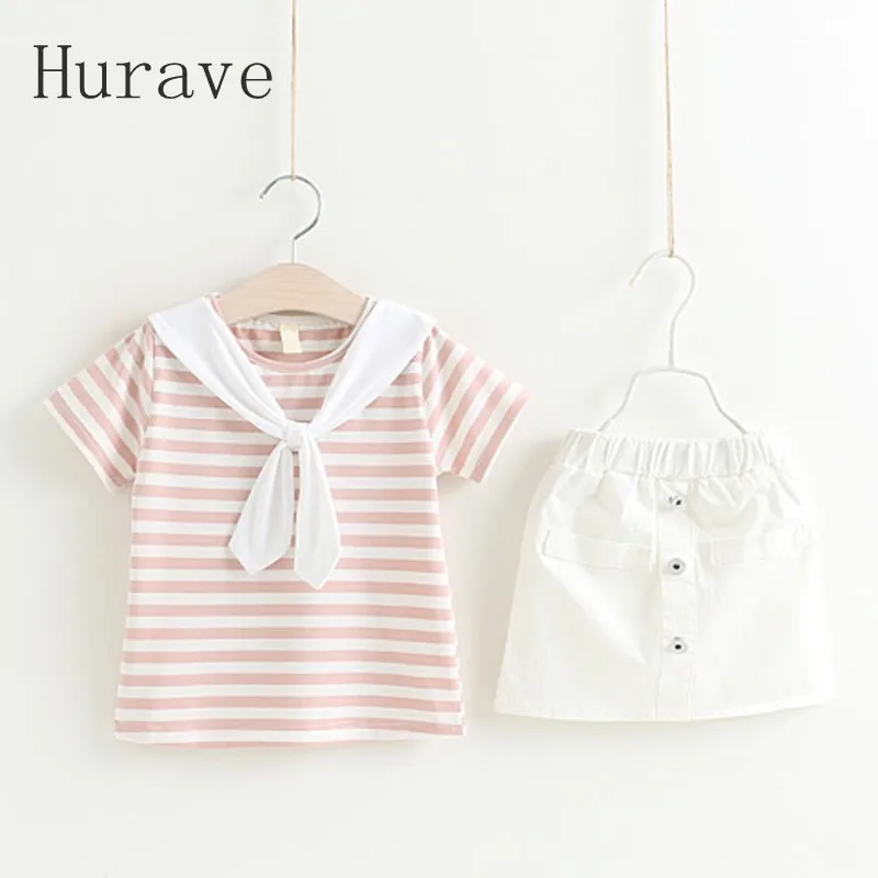 Hurave/2019 платье для маленьких девочек Повседневный стиль Детские комплекты