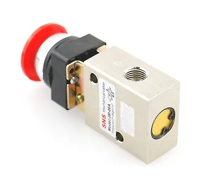 SNS JM-06A 13mm Thread 3/2 Way Red Flat Push Button Pneumatic Mechanical Valve | Connectors