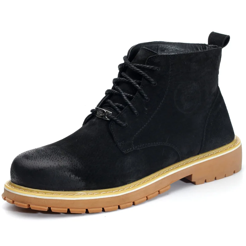 

mens big size steel toe caps working safety shoes cow suede leather worker shoe outdoor security ankle boots protective footwear