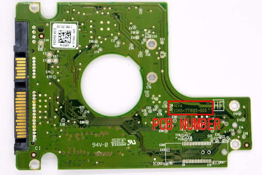WD1600BEKT WD3200BPVT WD5000BPVT WD7500BPVT WD10TPVT / HDD PCB : 2060 771692 005 REV A 505|code| |