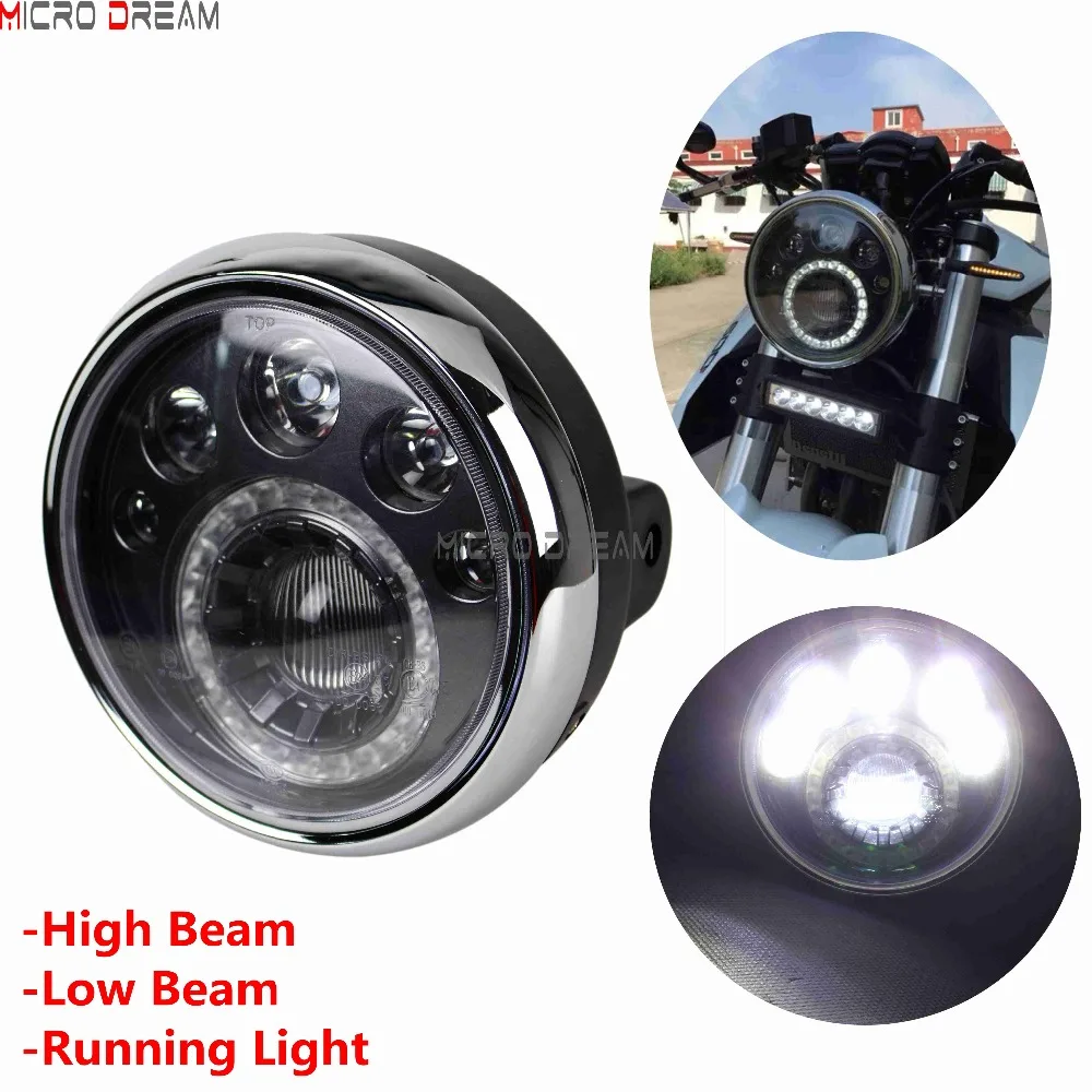 E mark Cafe Racer 7 ''светодиодный круглый фонарь Hi/Lo Beam 12v для Harley Dyna Softail FXWG FX Choppers Cruisers|
