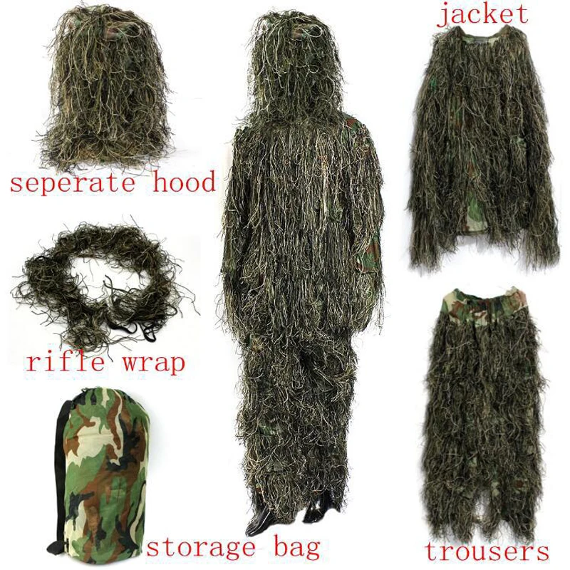 3D камуфляж спецназ костюмы для мужчин охота Ghillie лесной одежда Военная Тактическая снайперский набор Униформа армии страйкбол униформа Одежда