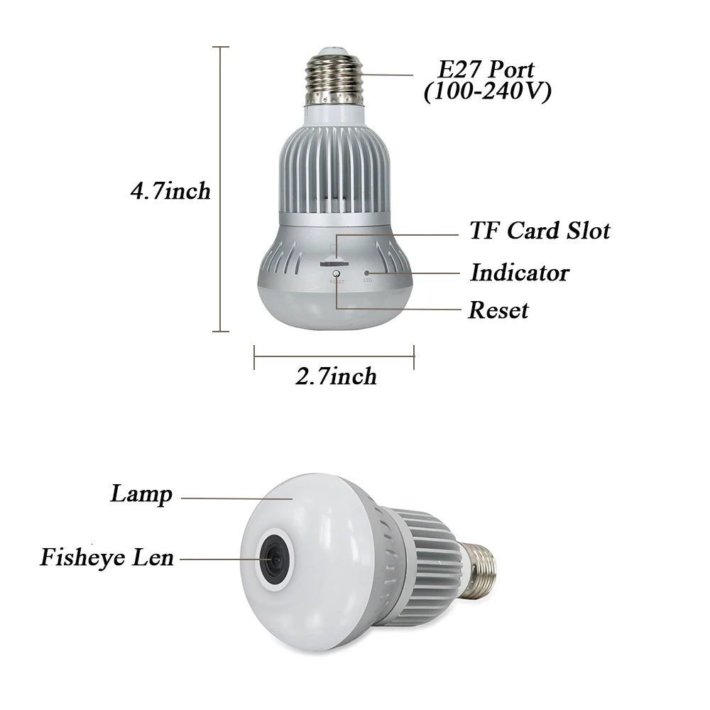 Маленькая Wi Fi камера для iPhone IOS Android лампочка рыбий глаз панорамная HD 960P охранная